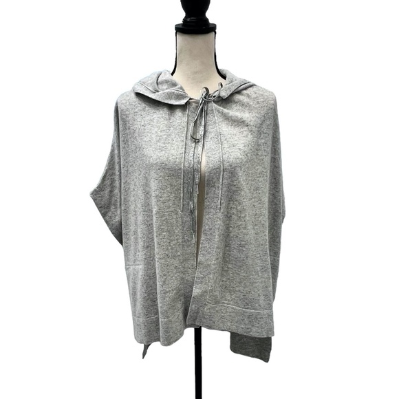 DIANE VON FURSTENBERG GRAY HOODED HIGH LOW KAIYO CARDIGAN SWEATER - Picture 3 of 16